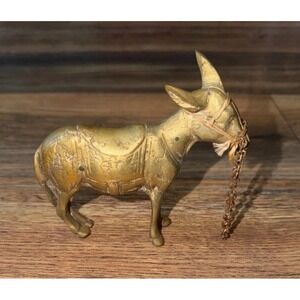 Vintage Rare Unique Solid Brass Donkey Chain Holiday Christmas String